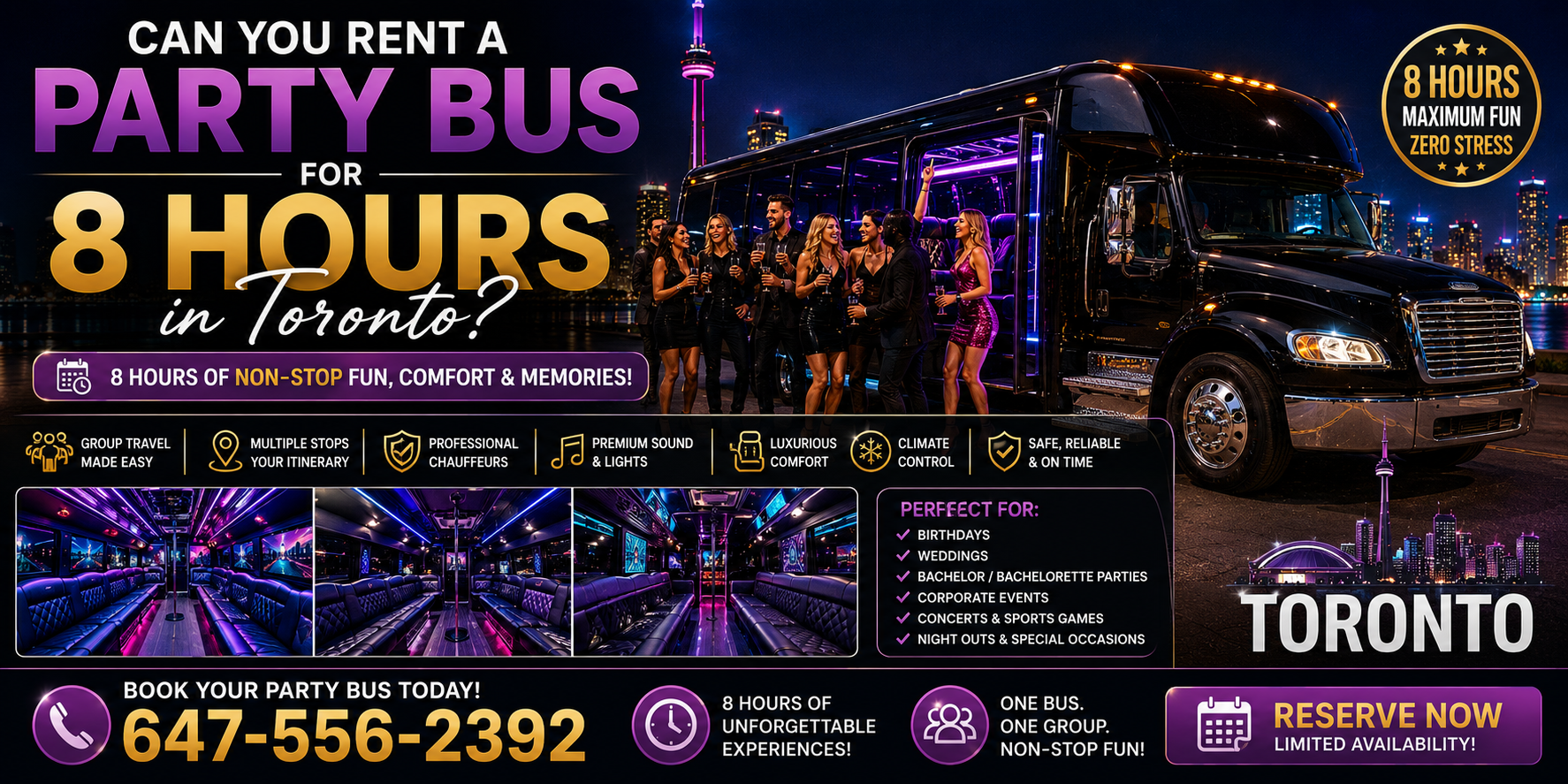 Rent a Party Bus for 8 Hours
