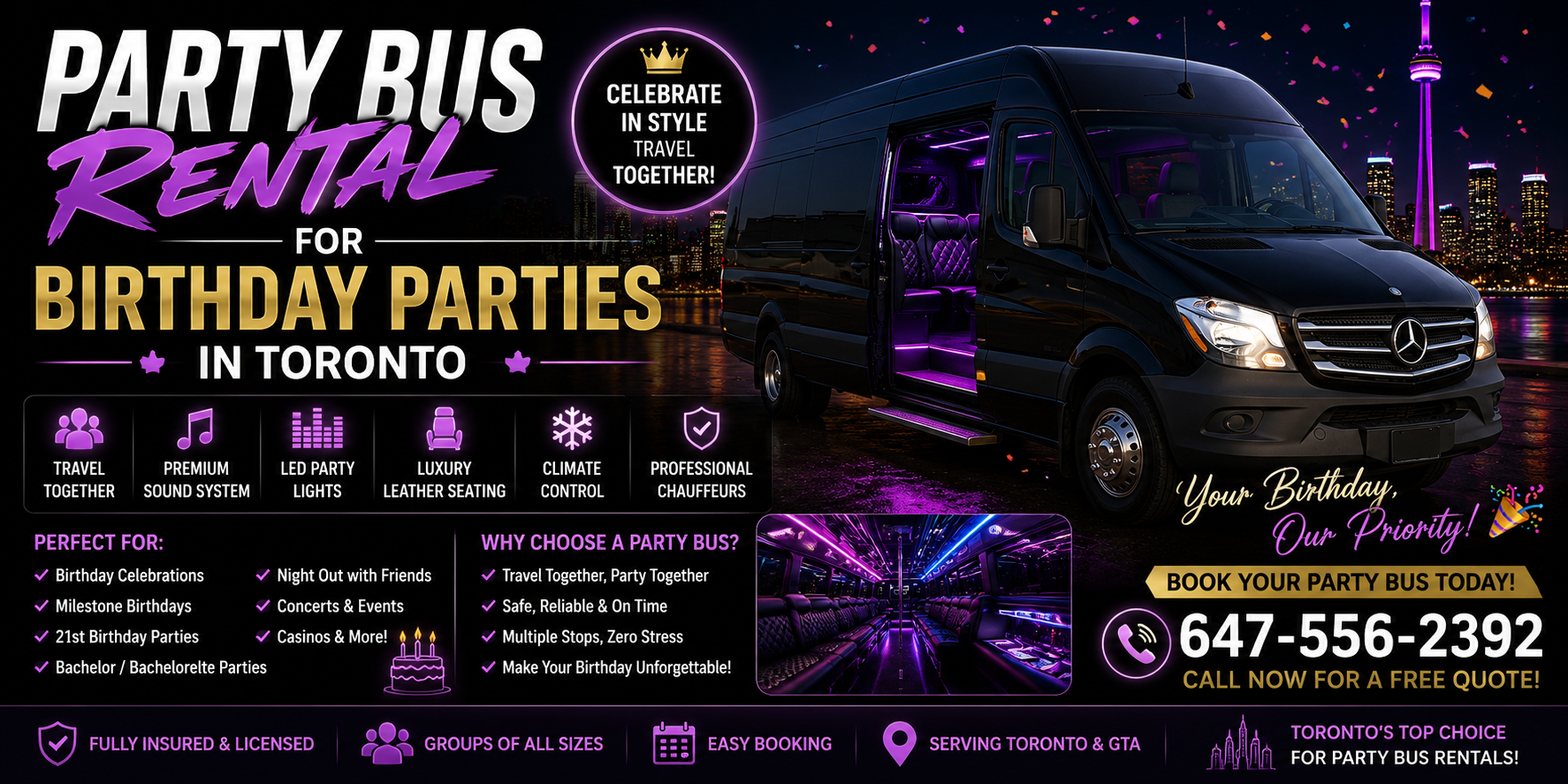 Party Bus Rental for Birthday